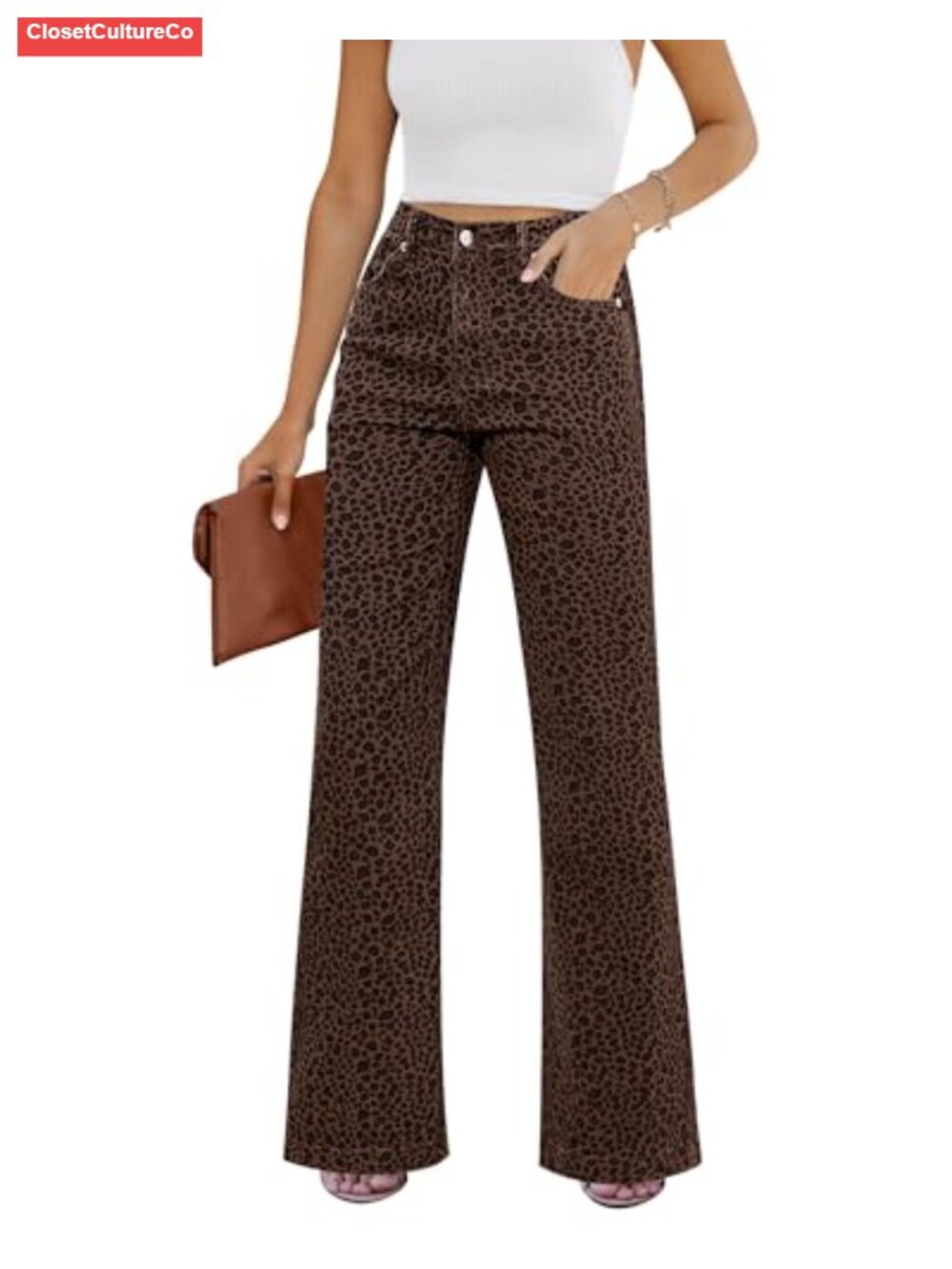 GRAPENT High Rise Wide Leg Flare Jeans Womens Stretchy Denim Pants